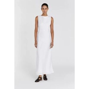 DISSH Harmony in White Linen Cowl Neck Maxi Dress US 8 / AU 12